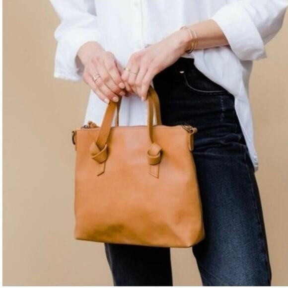 ABLE Bag Women's Brown Leather Rachel Knotted Details Crossbody Handbag - Picture 2 of 14